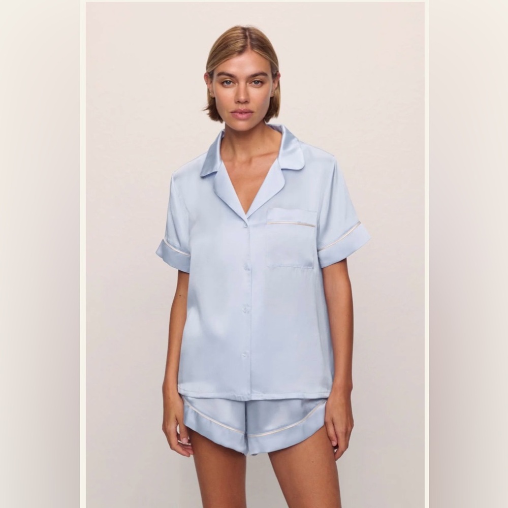 Eberjey Inez Washable Silk Short PJ Set
Powder Blue/Champagne XS